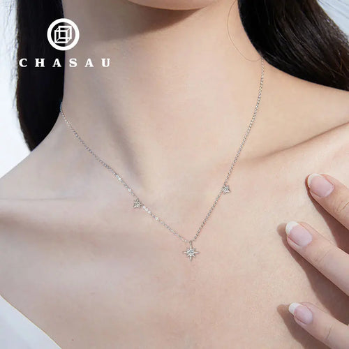 Moissanite Star Pendant Necklace in Sterling Silver