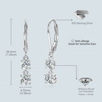 Two Stone Moissanite Drop Leverback Earrings