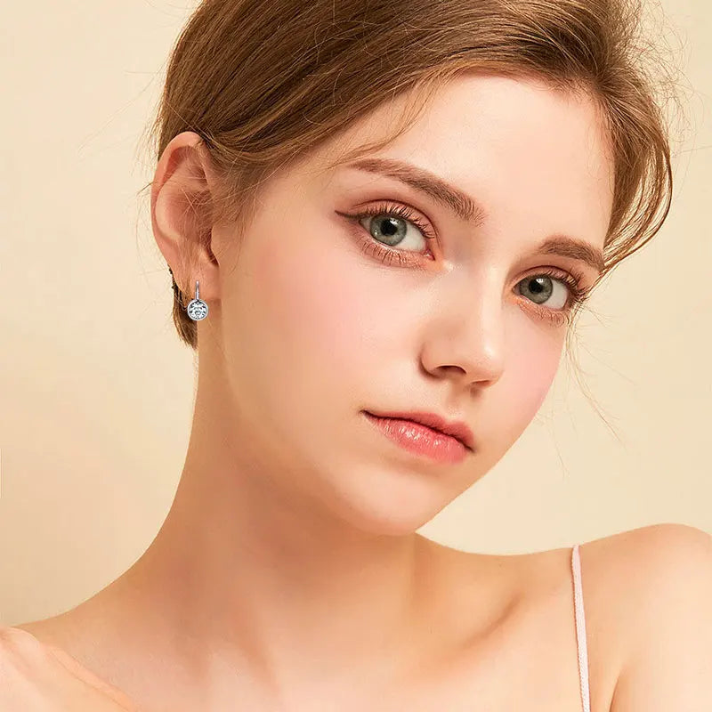 Bezel Set Moissanite Drop Leverback Earrings