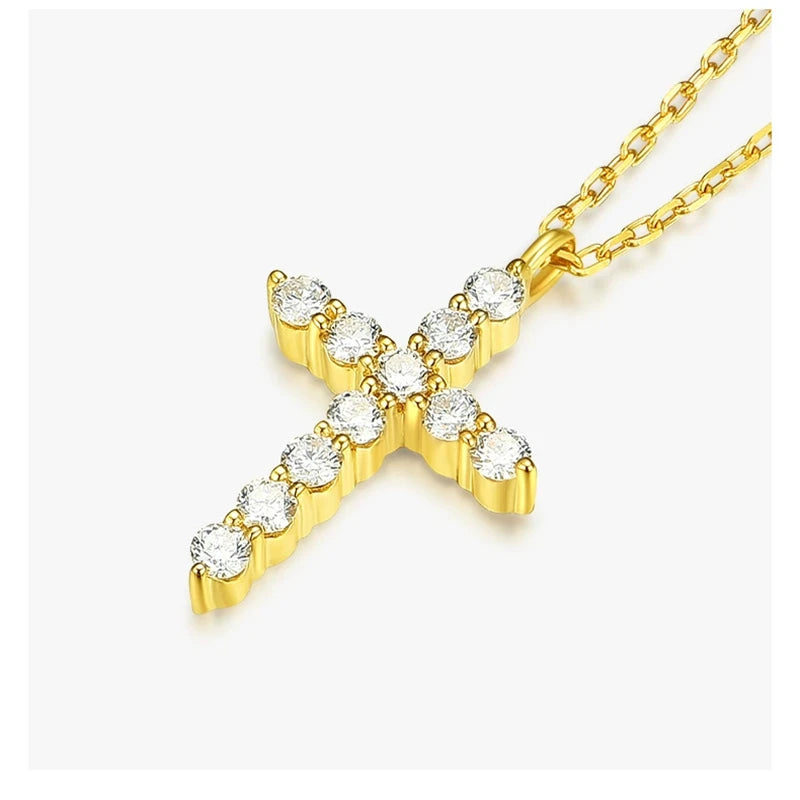 Gold-Tone Cubic Zirconia Cross Pendant Necklace