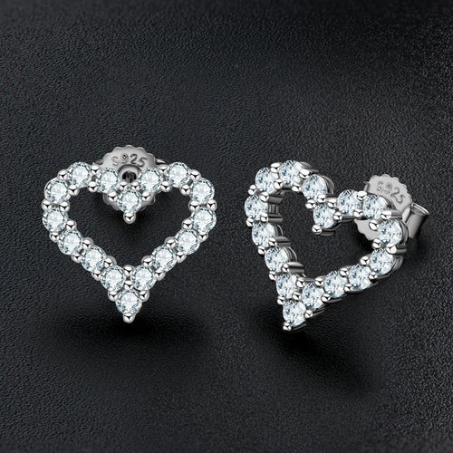 Dainty Heart Moissanite Stud Earrings in Sterling Silver