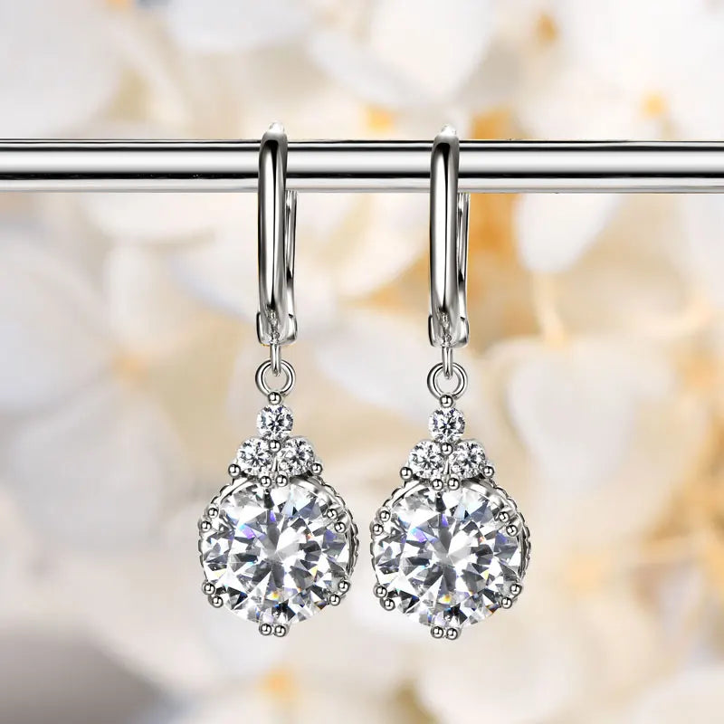 Classic Gold Dangle Moissanite Drop Hoop Earrings