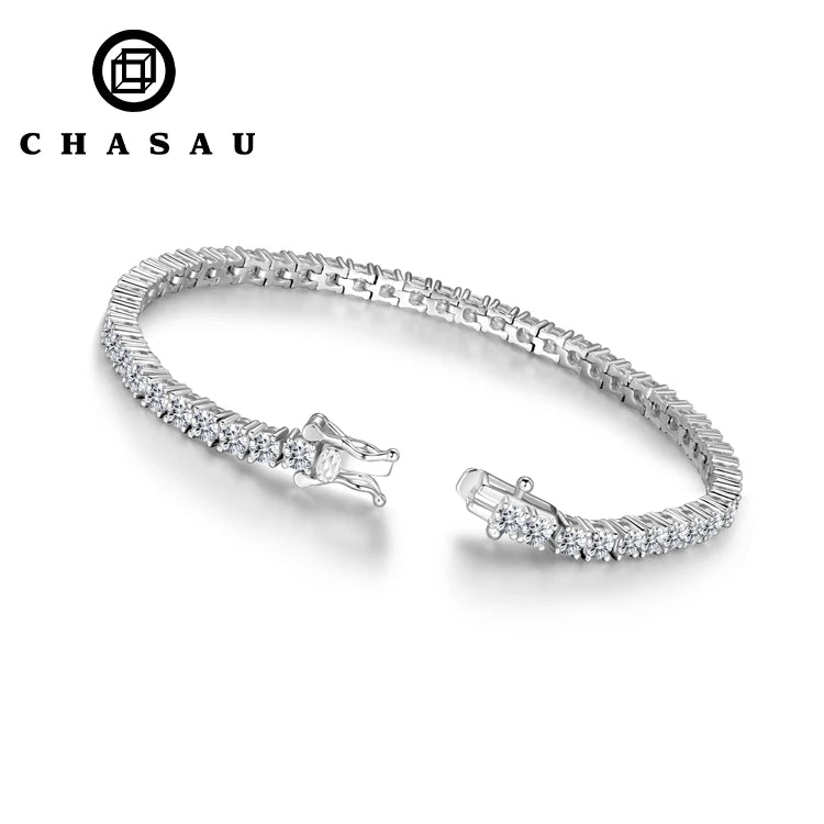 Classic Cubic Zirconia Silver Tennis Bracelet with Box Clasp