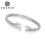 Classic Cubic Zirconia Silver Tennis Bracelet with Box Clasp