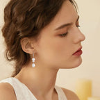 14k Gold Plated 925 Silver Pearl Dangle Drop Earrings