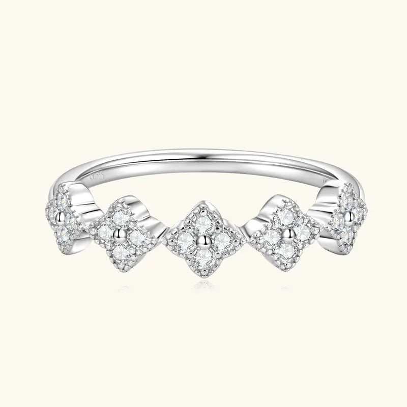 Moissanite Clover Cluster Stackable Ring