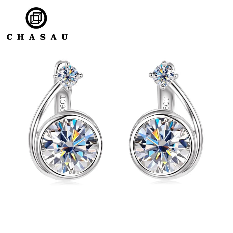 Asymmetrical Moissanite Spiral Clip Hoop Earrings