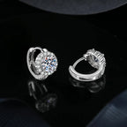 Solitaire Moissanite Hoop Earrings in 925 Silver