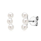 Freshwater Pearl Triple Bar Stud Earrings
