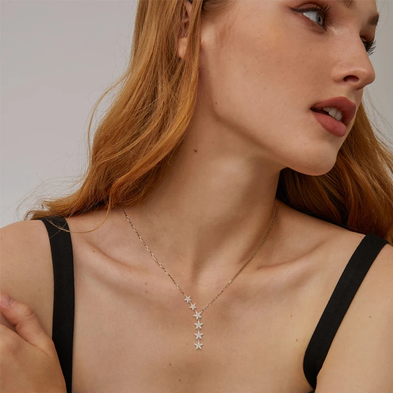 Sterling Silver Y-Shape Star Moissanite Necklace