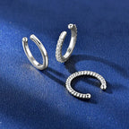 Three-Piece Moissanite Half Hoop Ear Cuff Set