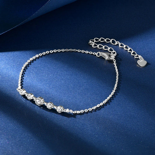 Dainty 5-Stone Moissanite Sterling Silver Bracelet