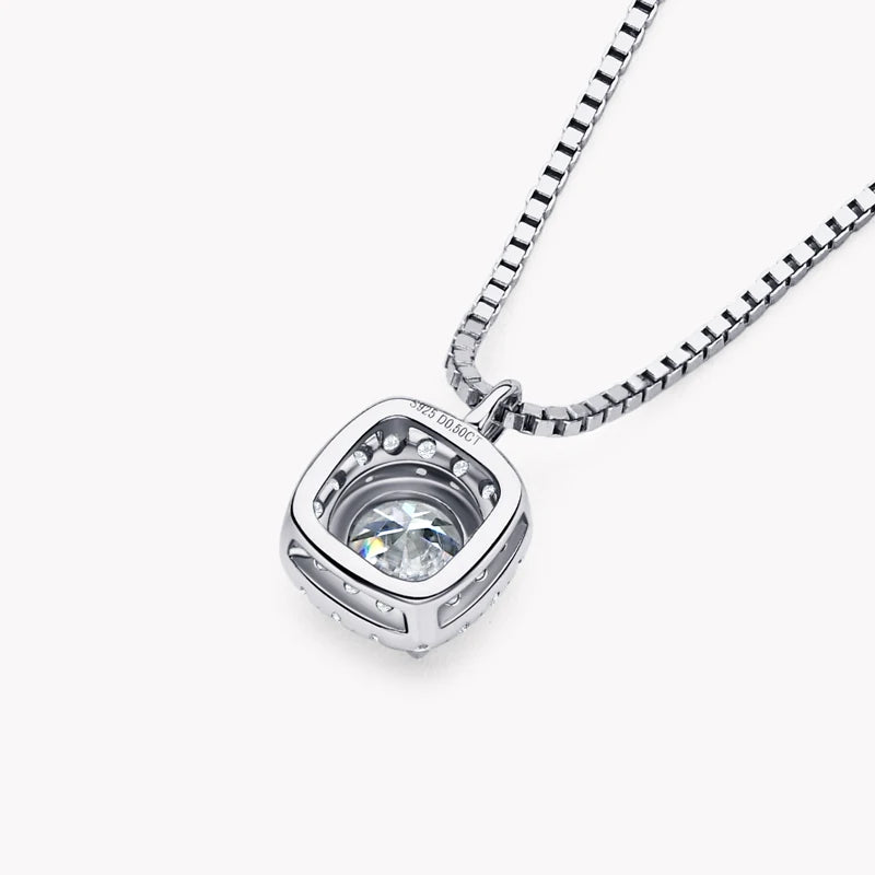 Moissanite Square Halo Pendant Necklace