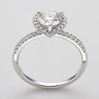 Moissanite Heart Halo Ring in Sterling Silver