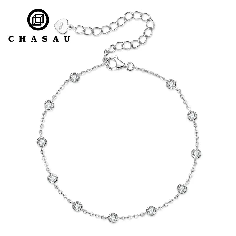 Dainty Bezel Set Gemstone Chain Adjustable Bracelet
