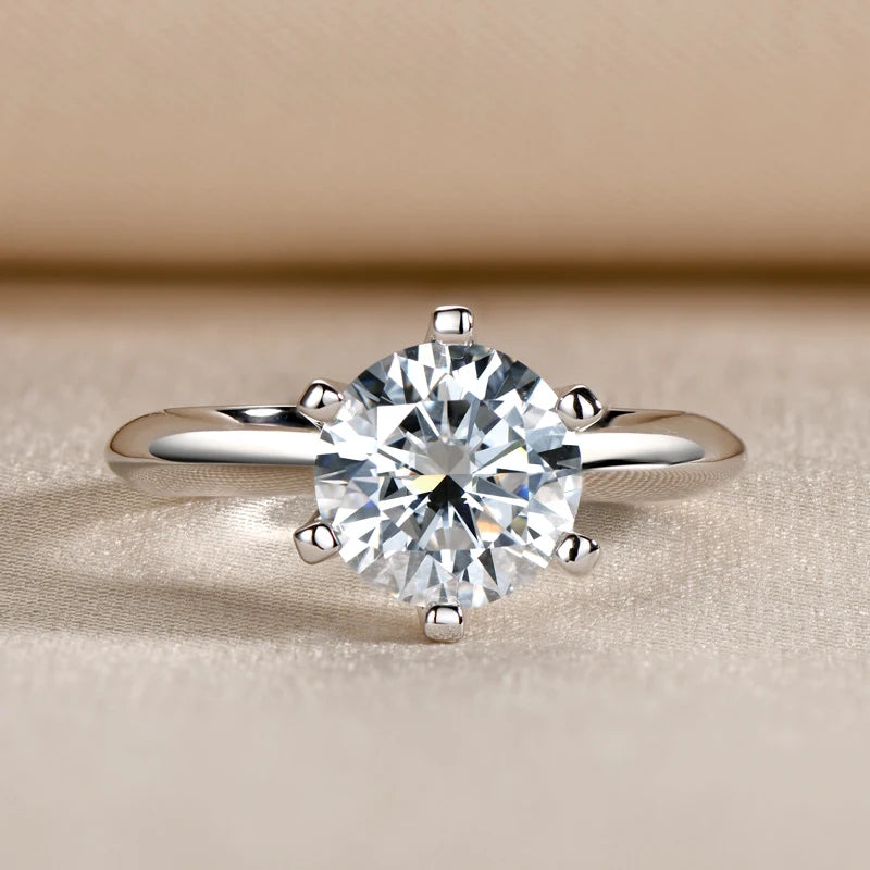 Round Moissanite Six Prong Solitaire Ring