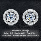 Round Moissanite Halo Stud Earrings