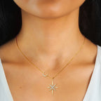 Dainty Celestial Star Moon Cz Pendant Necklace