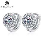 Solitaire Moissanite Hoop Earrings in 925 Silver