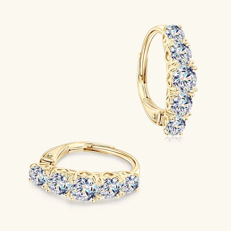 Hoop Earrings with Five Round Prong-Set Stones