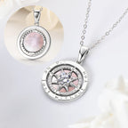 Mother of Pearl Compass CZ Inlay Necklace