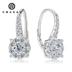 Pave Moissanite Halo Drop Earrings