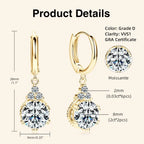 Classic Gold Dangle Moissanite Drop Hoop Earrings