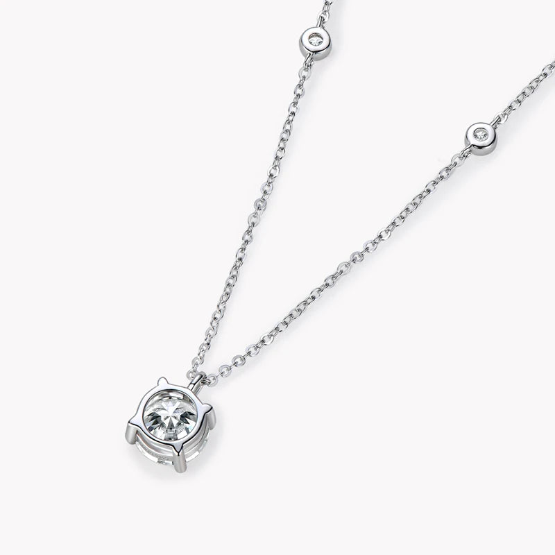 2ct Moissanite Four-Claw Solitaire Necklace
