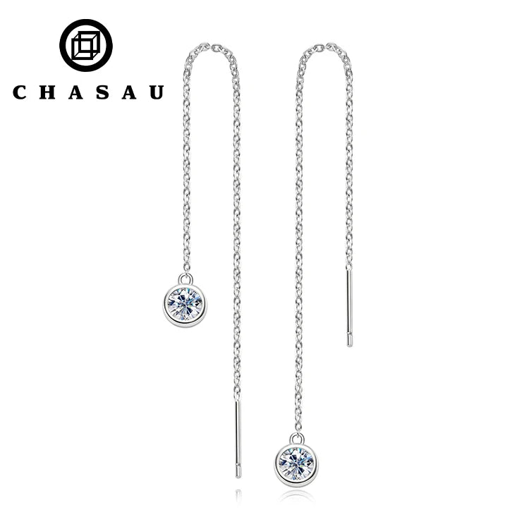 Moissanite Chain Threader Earrings
