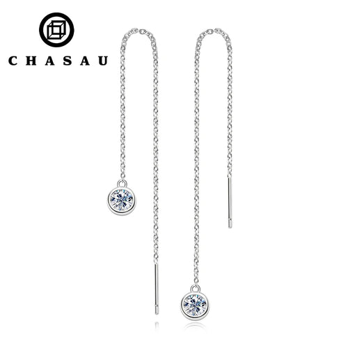 Moissanite Chain Threader Earrings