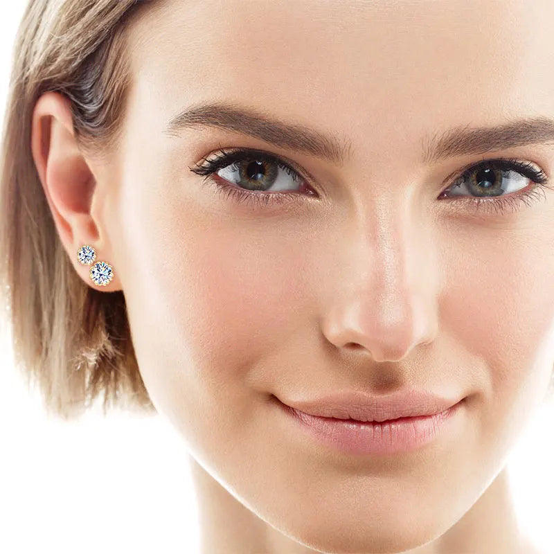 Floral Cage Stud Earrings with Brilliant Clear Gemstone