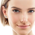 Floral Cage Stud Earrings with Brilliant Clear Gemstone