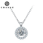 Moissanite Halo Flower Pendant Necklace