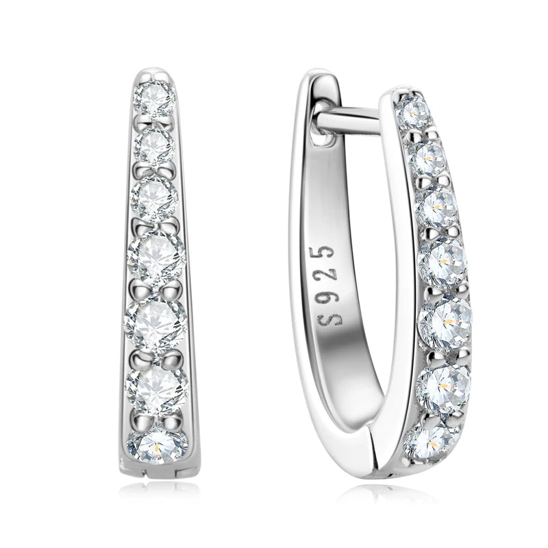 D-Shape Moissanite Huggie Hoop Earrings