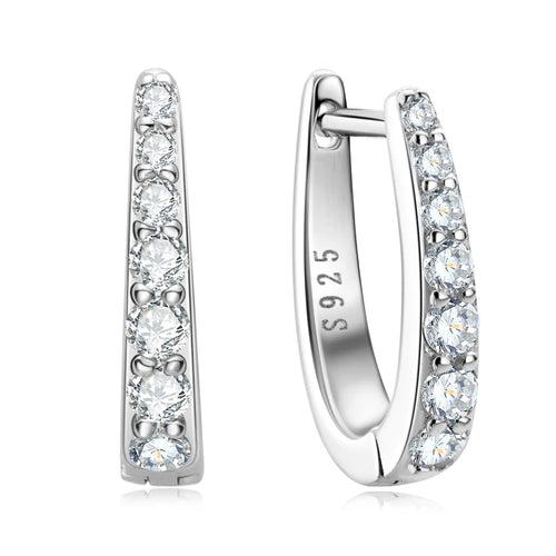 D-Shape Moissanite Huggie Hoop Earrings