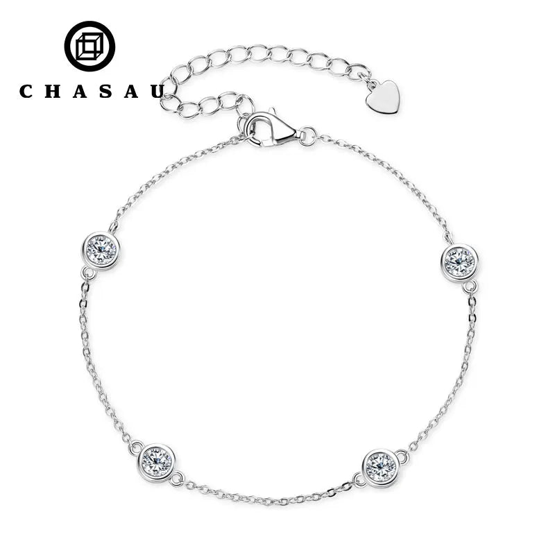 Dainty Bezel Set Stone Adjustable Chain Bracelet