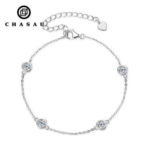 Dainty Bezel Set Stone Adjustable Chain Bracelet
