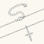 Dainty Moissanite Cross Necklace in Sterling Silver