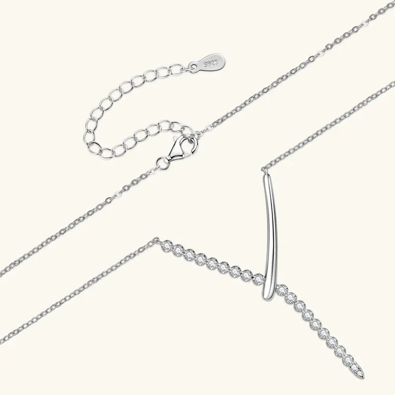 Y-shaped Lariat Necklace with Crystal Line