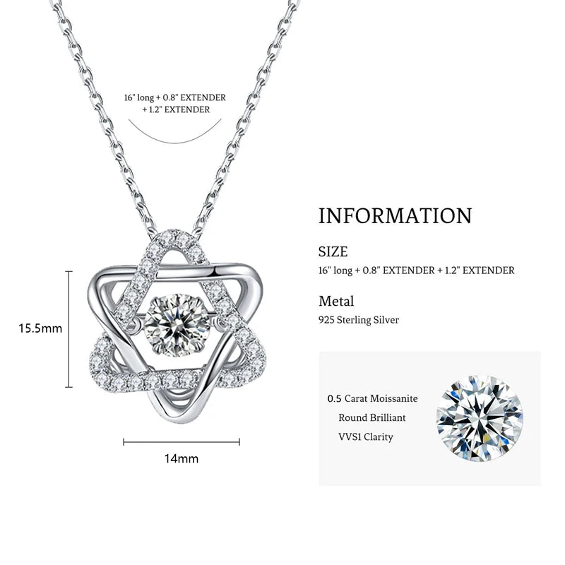 Sterling Silver Dancing Moissanite Star Necklace