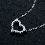 Sterling Silver Moissanite Open Heart Necklace Earrings Set