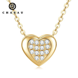 Dainty Heart Moissanite Pendant Silver Necklace