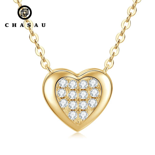 Dainty Heart Moissanite Pendant Silver Necklace