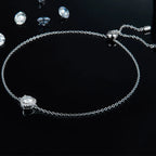 Silver Moissanite Heart Adjustable Bracelet