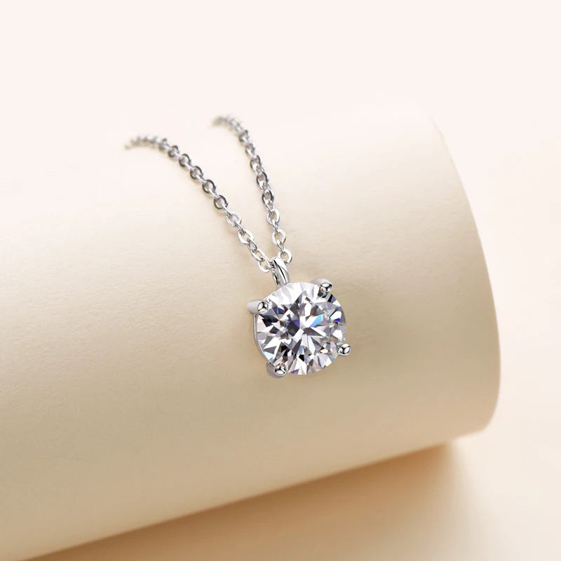 2ct Moissanite Four-Claw Solitaire Necklace