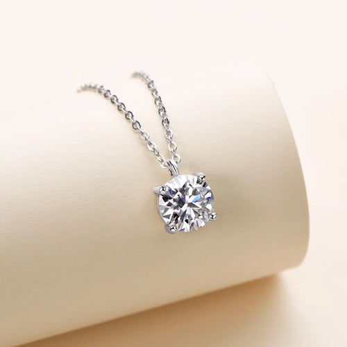D Color Moissanite 4-Claw Sterling Silver Adjustable Necklace
