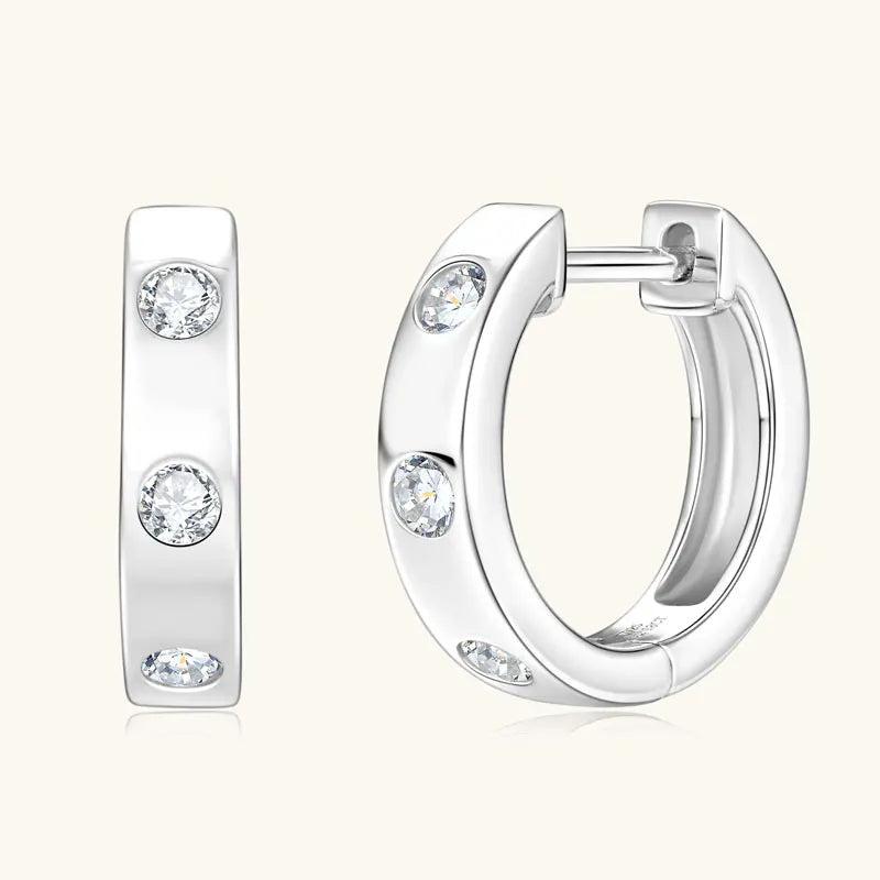 Bezel Set Moissanite Huggie Earrings