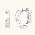 Bezel Set Moissanite Huggie Earrings