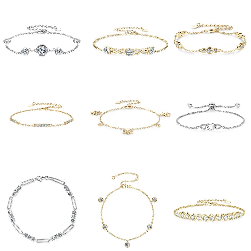 Silver Moissanite Heart Adjustable Bracelet
