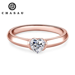 Dainty Heart Solitaire Ring in Silver or Rose Gold